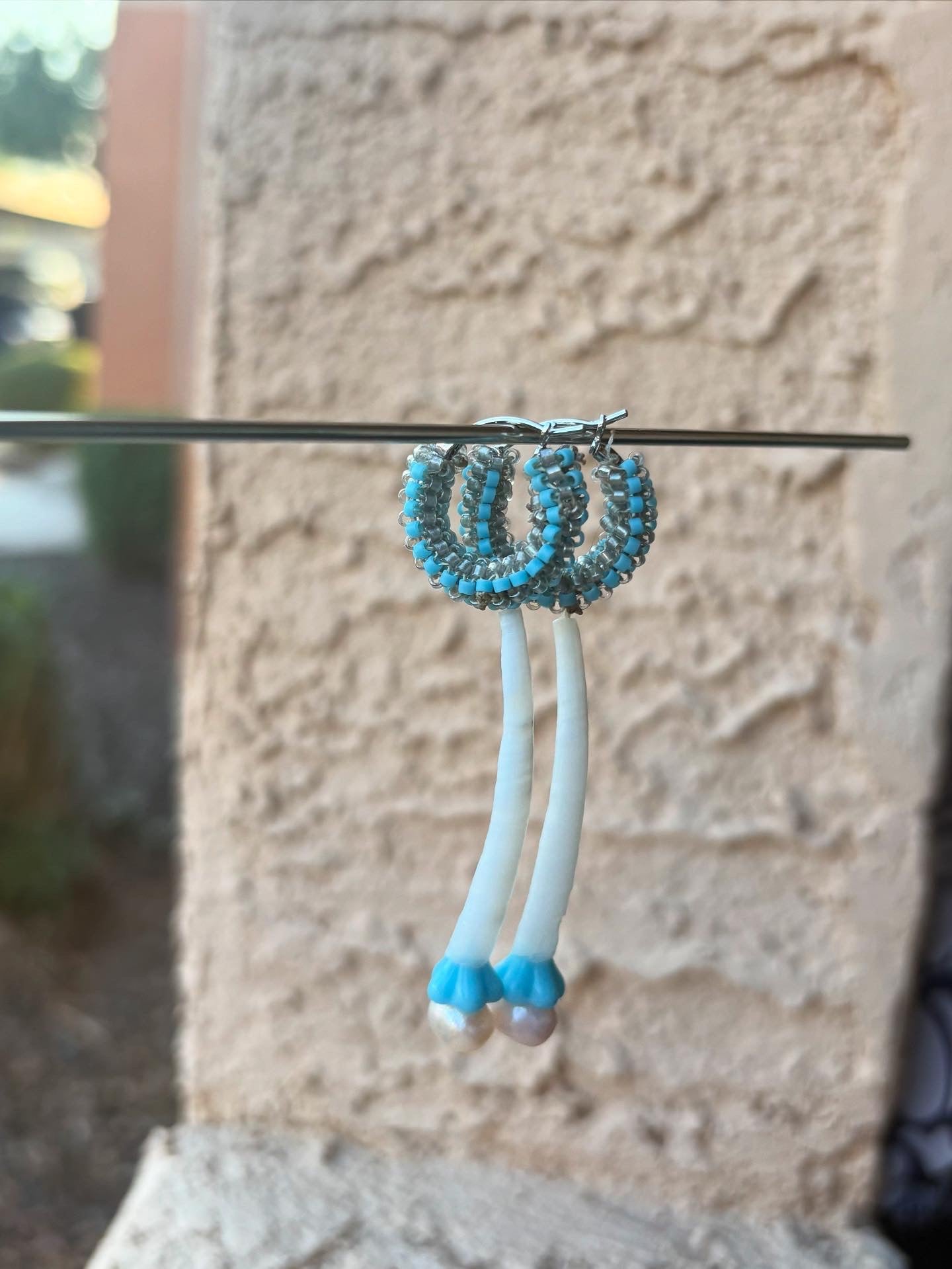 Blue Pearl Hoops