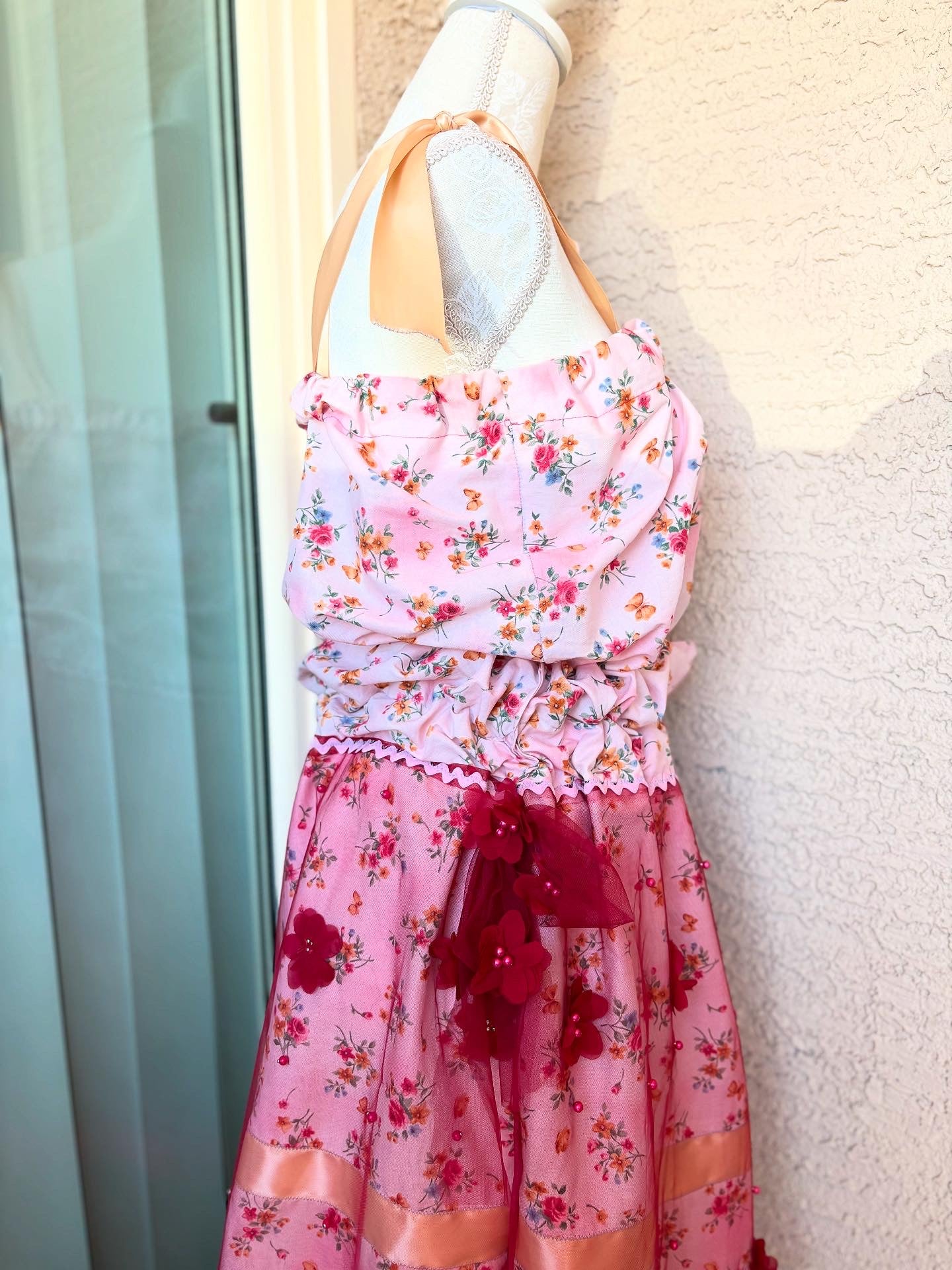 Blush Floral Ribbon Skirt Set