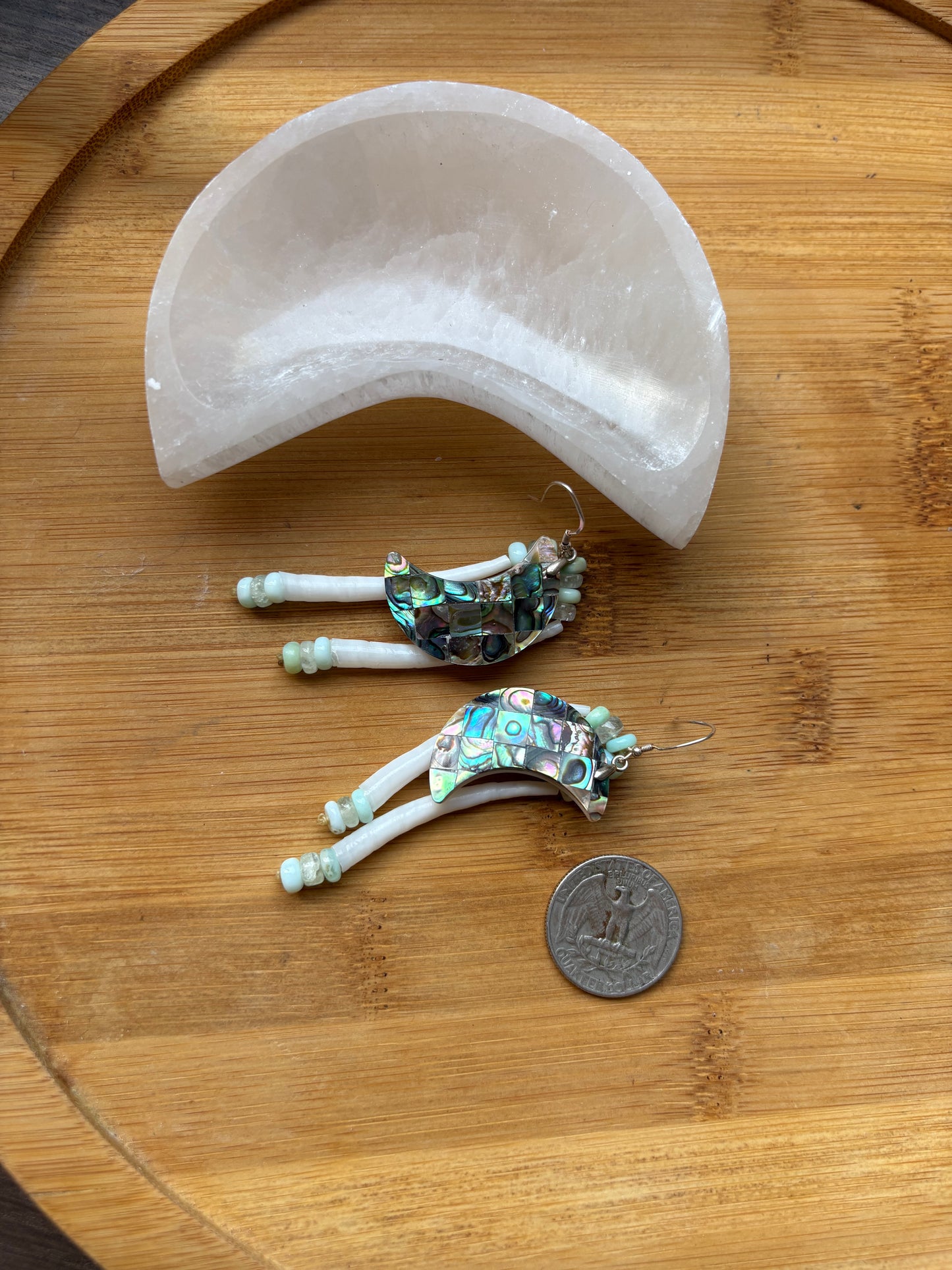 Crescent Moon Abalone Dangles
