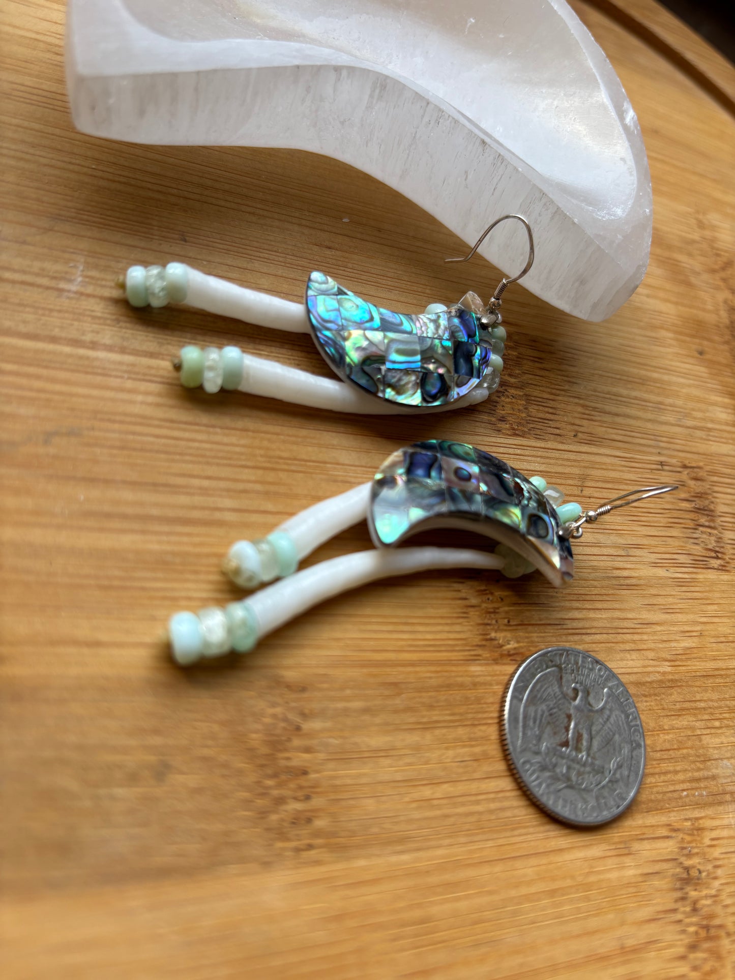 Crescent Moon Abalone Dangles