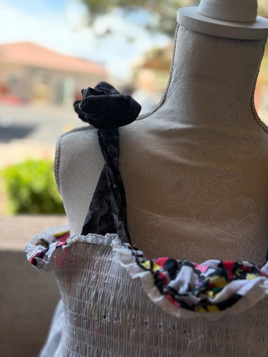 2X+ Floral Ribbon Dress
