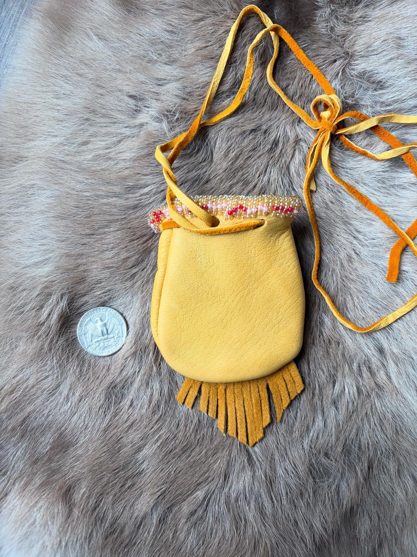 Ojibwe Floral Buckskin Medicine Pouch