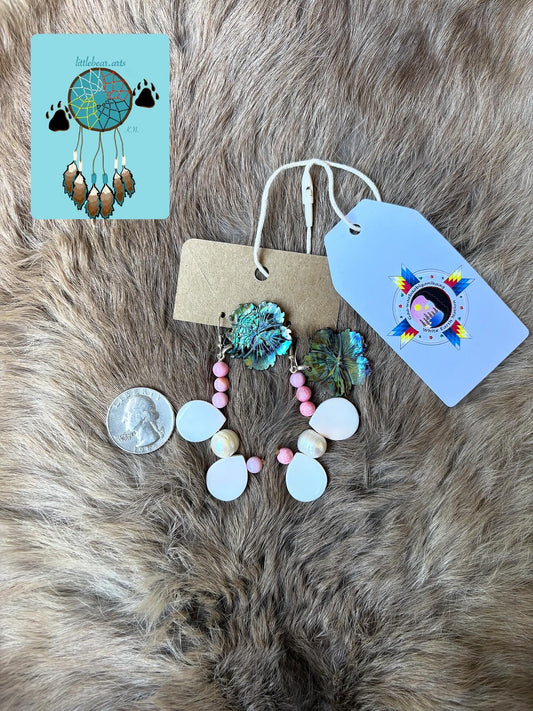 Floral Abalone Dangles