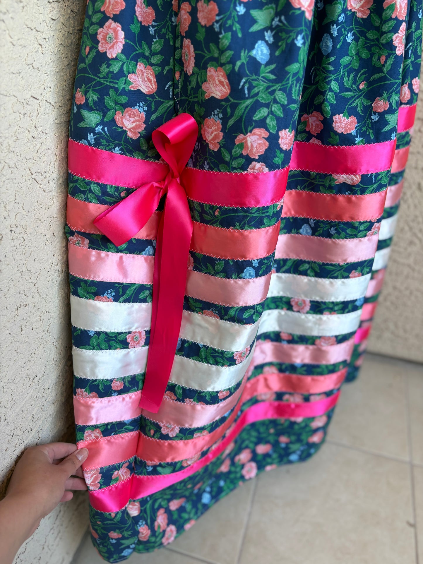 Floral, Pink , and Royal Ribbon Skirt