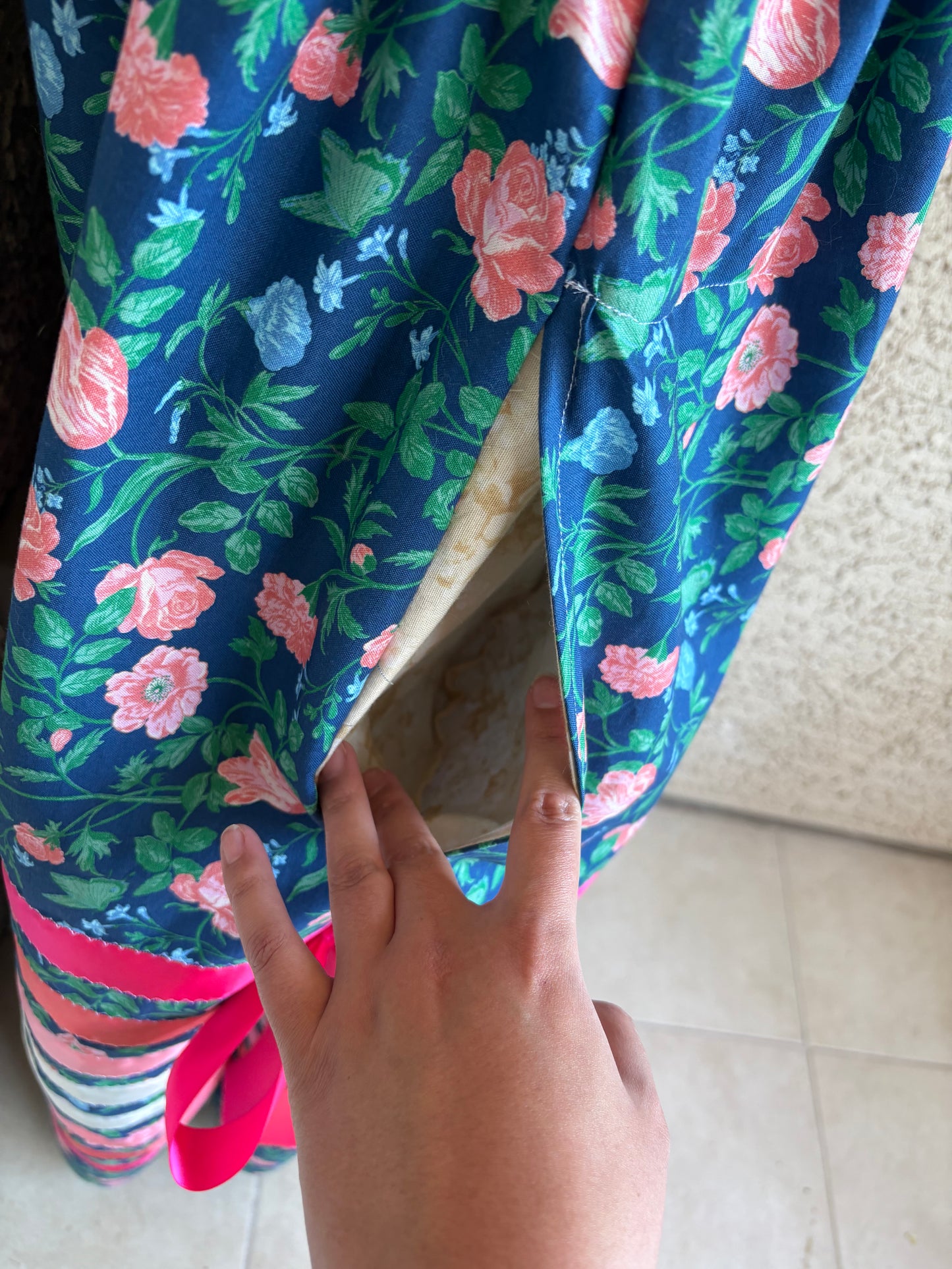 Floral, Pink , and Royal Ribbon Skirt