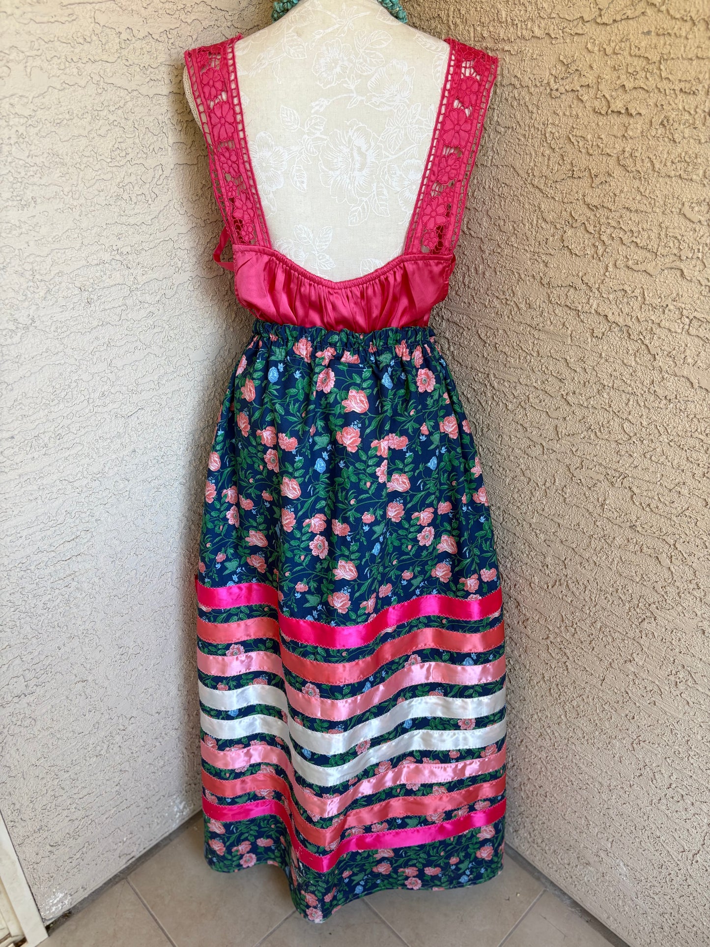 Floral, Pink , and Royal Ribbon Skirt