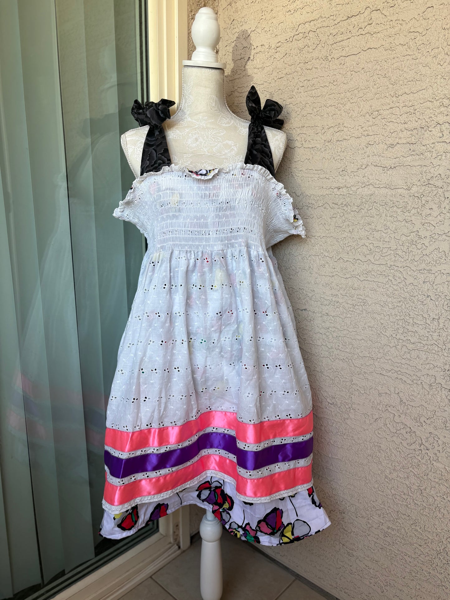 2X+ Floral Ribbon Dress